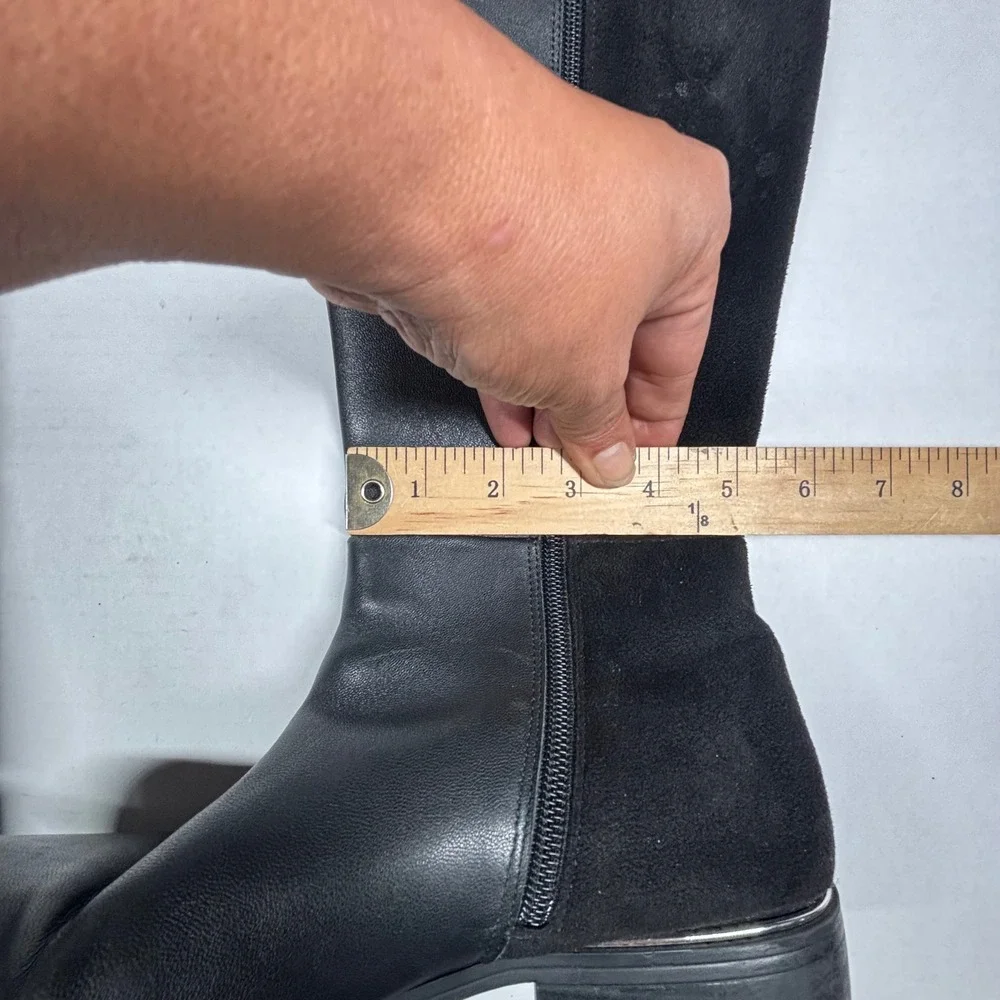 Alfani Ludlowe Black Leather Suede Tall Riding Boots Womens 9 Military Over Knee